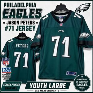 Philadelphia Eagles Peters 71 Jersey Youth Large Green NFL Pro Line